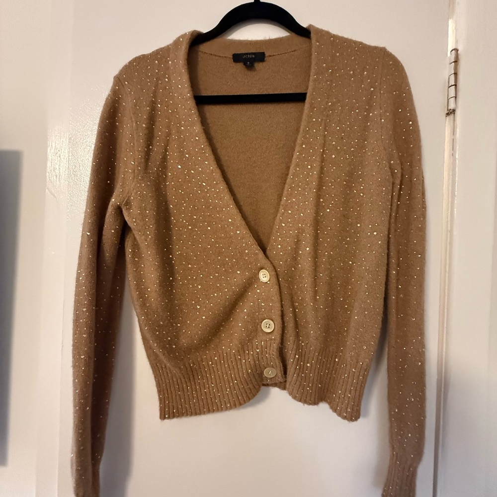 J. Crew Tan Cardigan with Button Accents